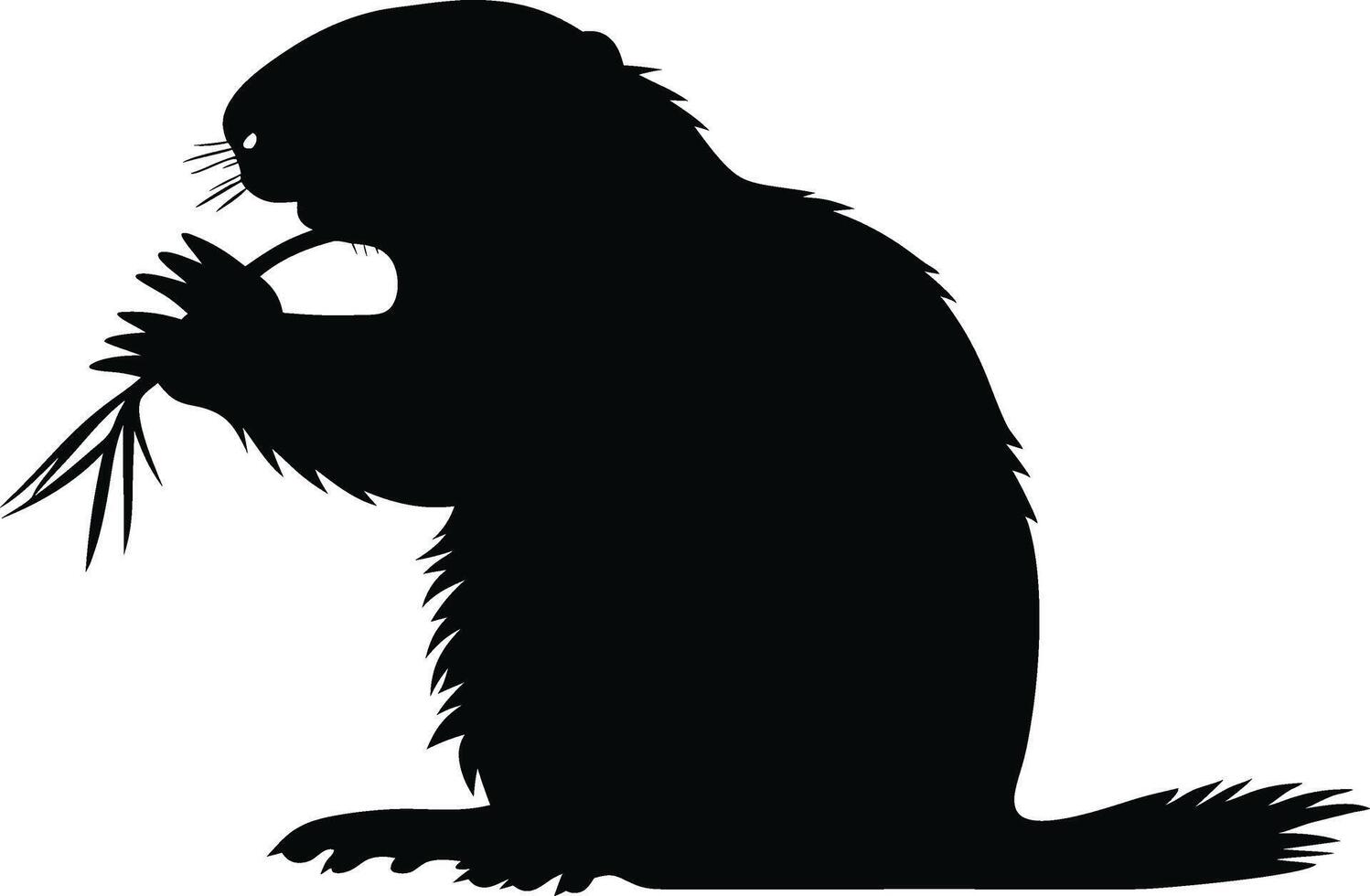 Groundhog Day. Silhouette of a Groundhog Eating Vegetation vector