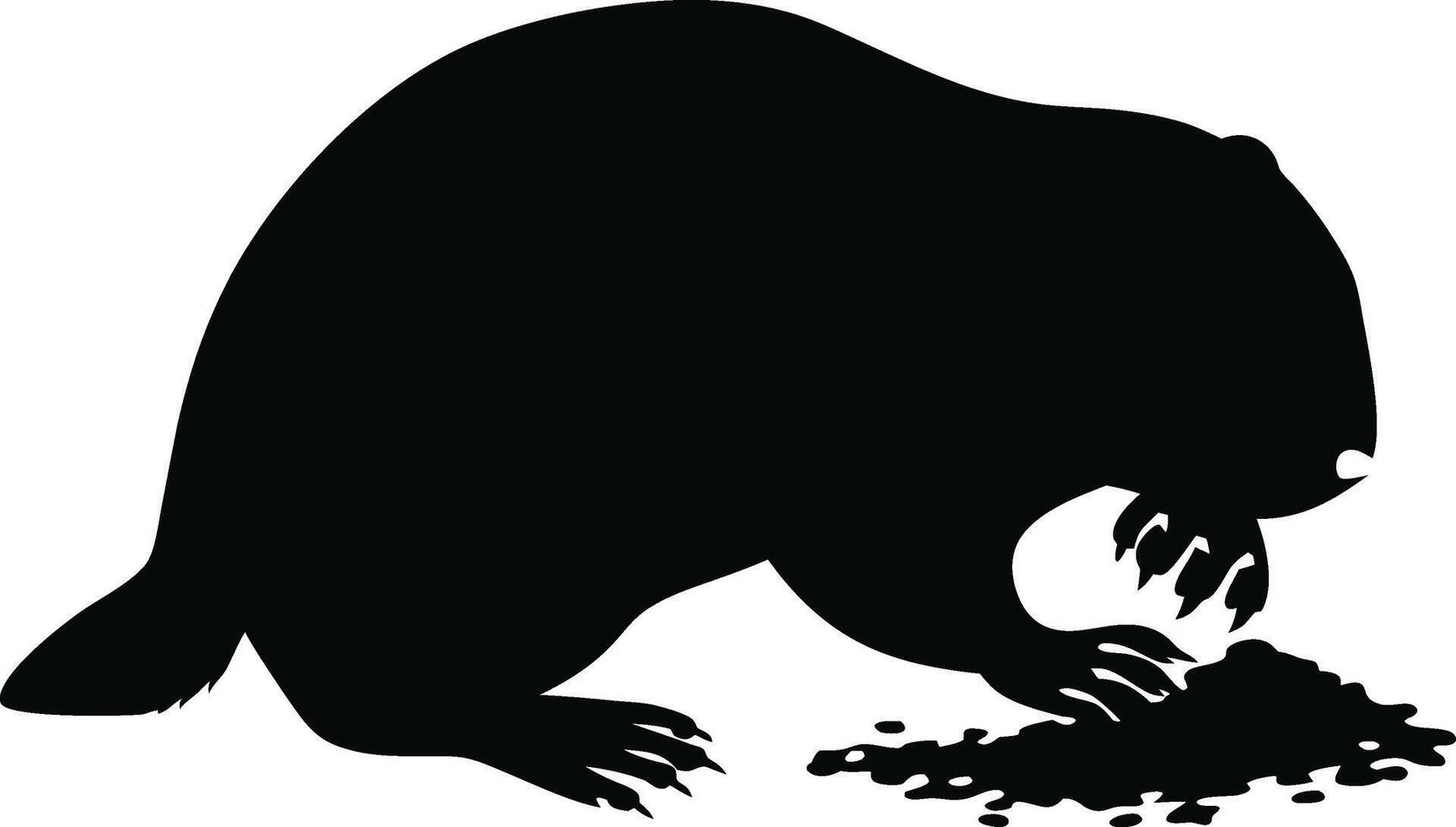 Groundhog Day. Silhouette of a Groundhog Eating in the Dark vector