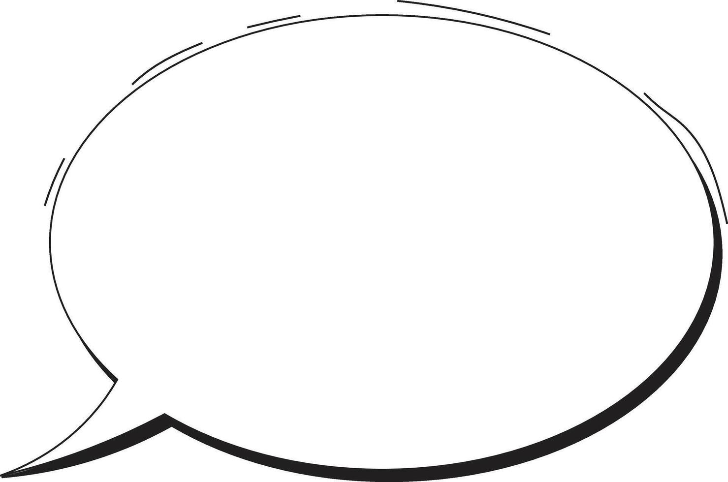 A speech bubble with a black outline vector