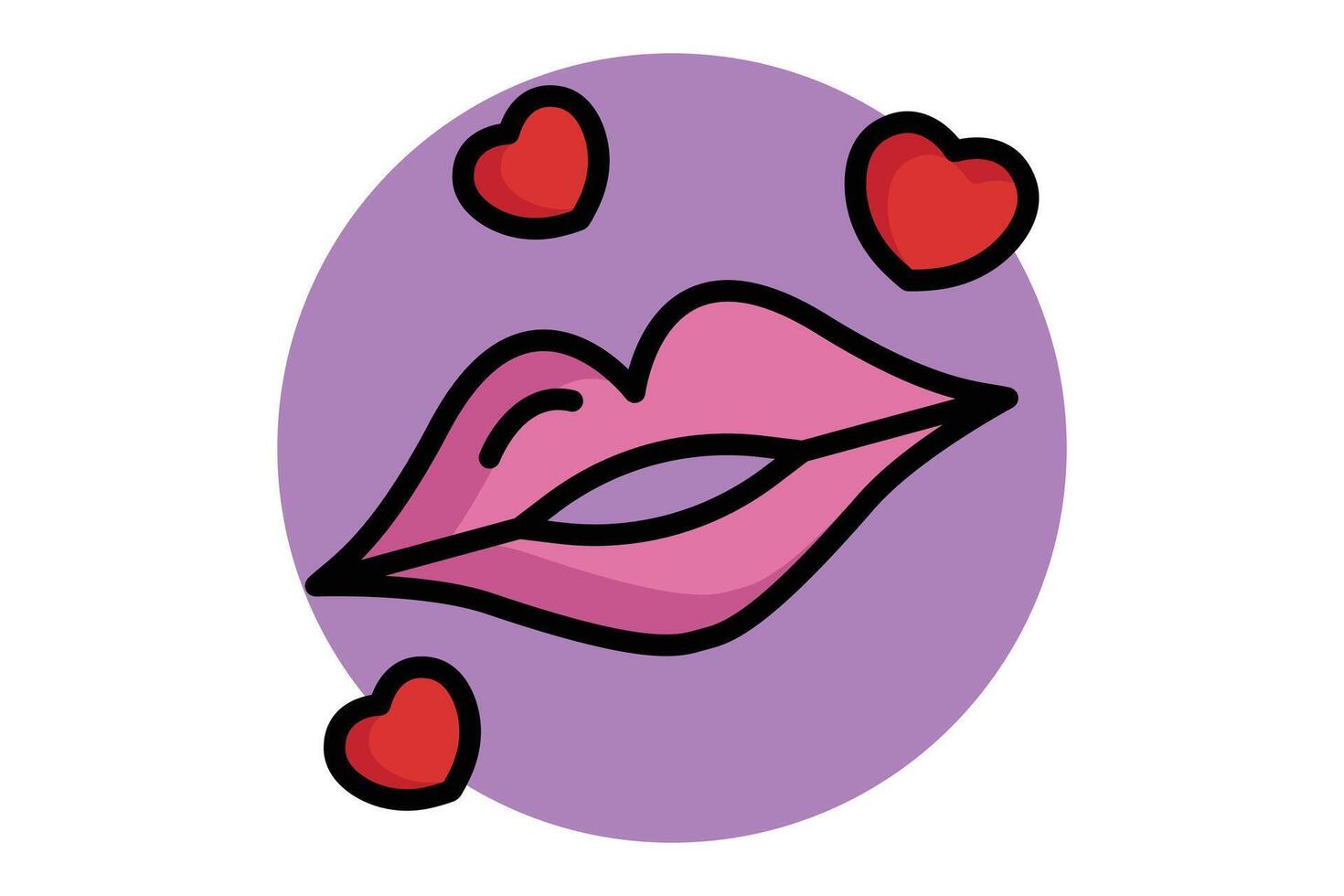 Kiss icon. colored outline icon style. icon related to valentine. valentine day elements illustration vector
