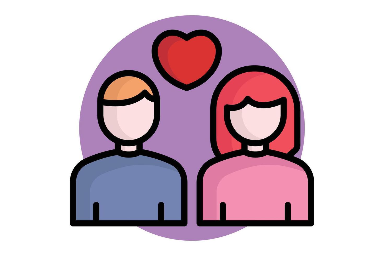 Couple icon. colored outline icon style. people with heart. icon related to valentine. valentine day elements illustration vector