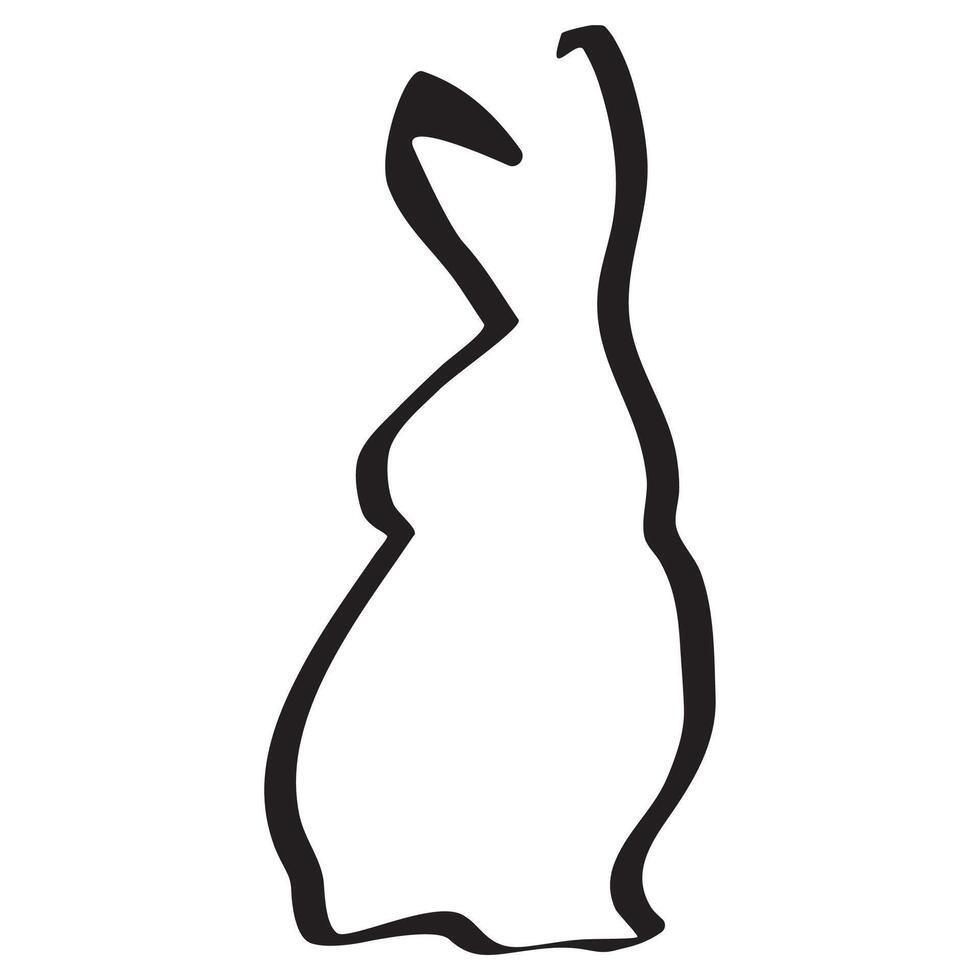 icon of Easter bunny with big ears sitting and looking to the side, drawn in original outline, for various logos or designs vector