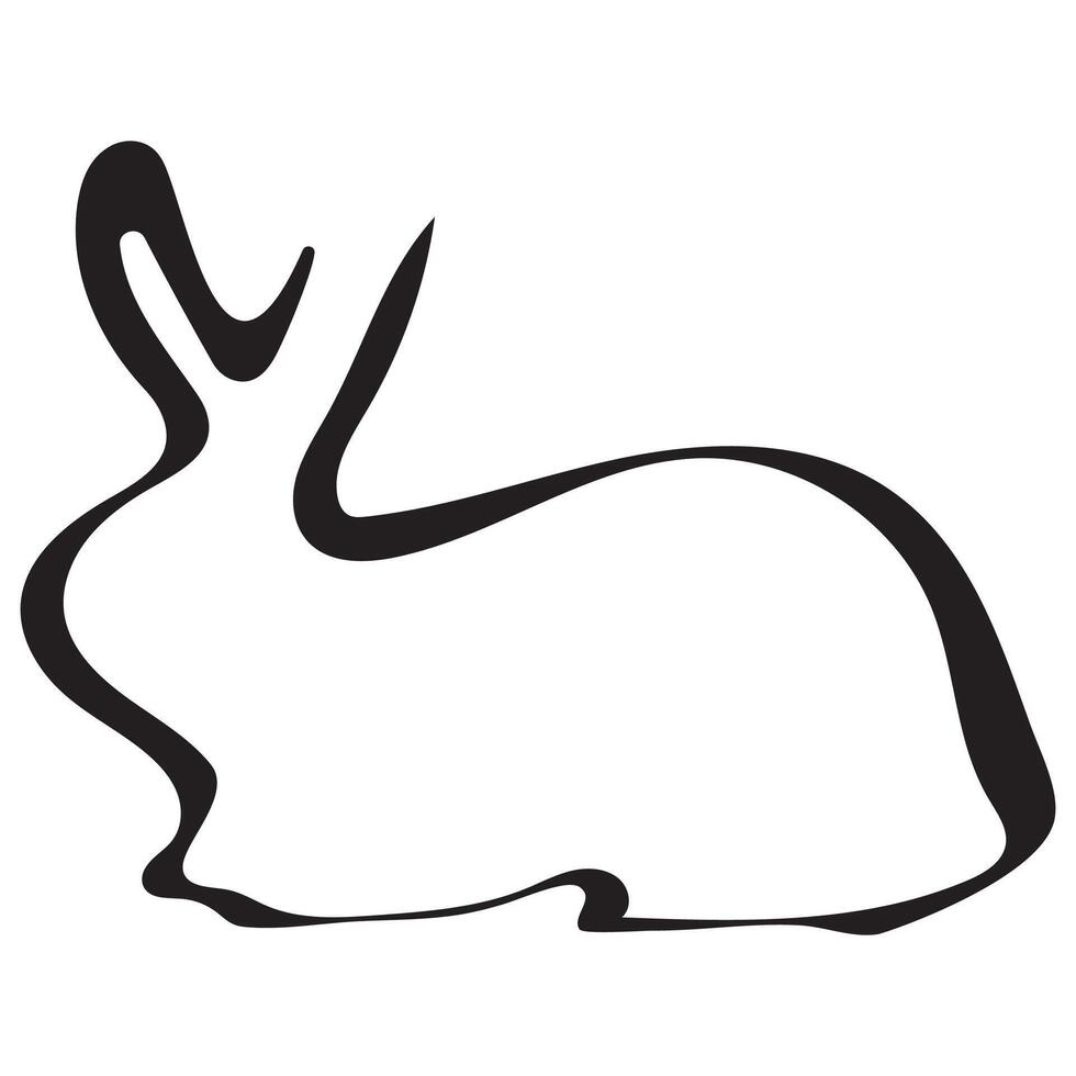 simple icon of a rabbit sitting with folded paws drawn with an unusual outline, for Easter or other designs vector