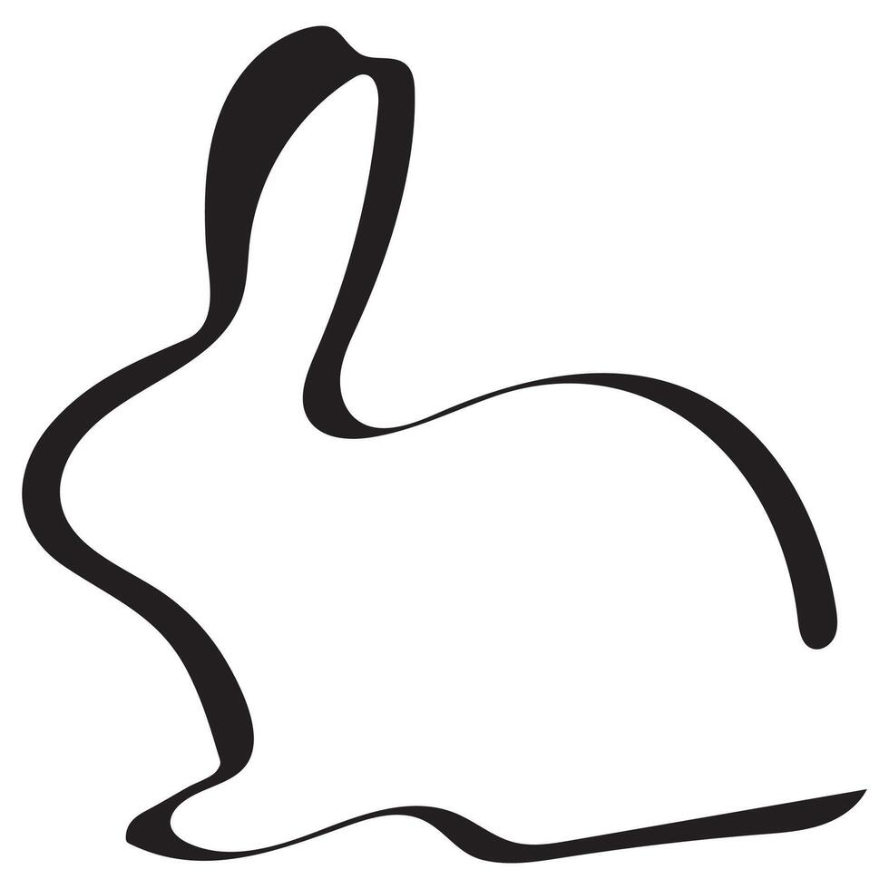 simple icon of a sitting bunny drawn with an unusual outline, for Easter or other designs vector
