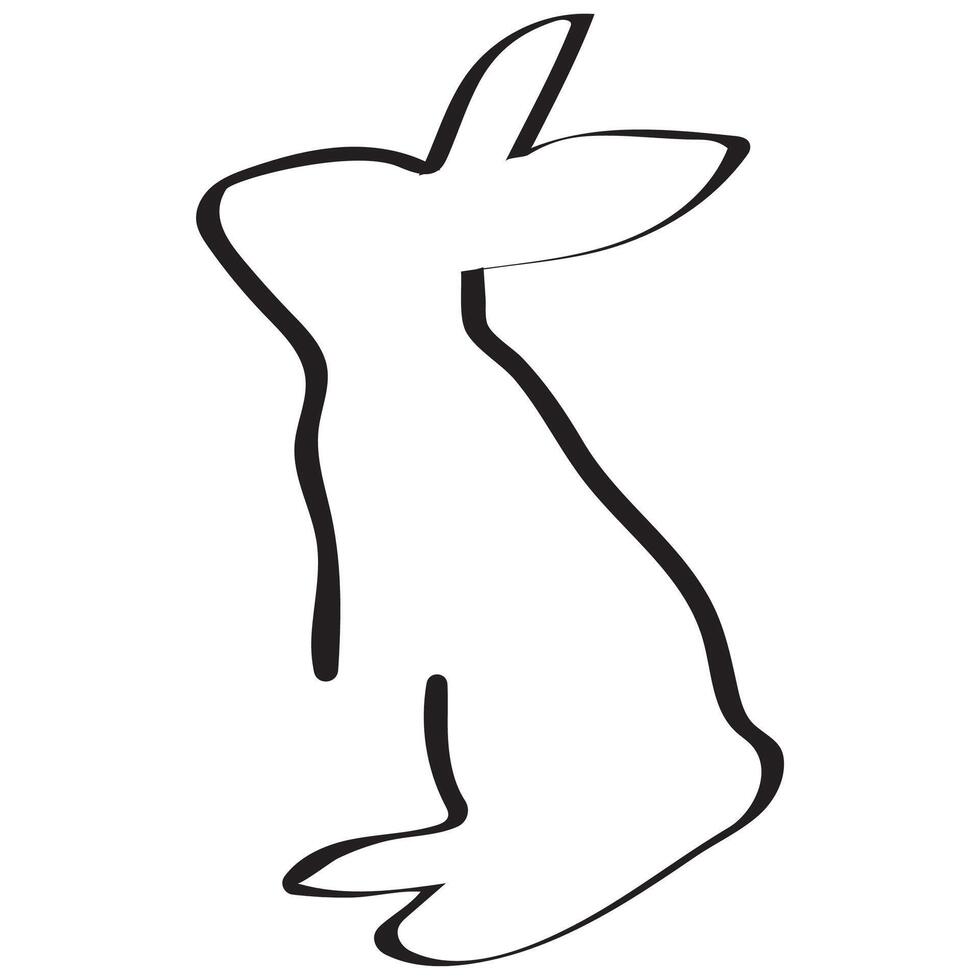 simple icon of a rabbit drawn with an original outline standing on its hind legs, for Easter or other designs or logos vector