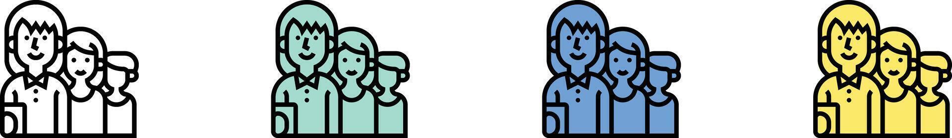 queue icon. Outline, Green, Blue and Yellow Style Design Isolated On White Background vector