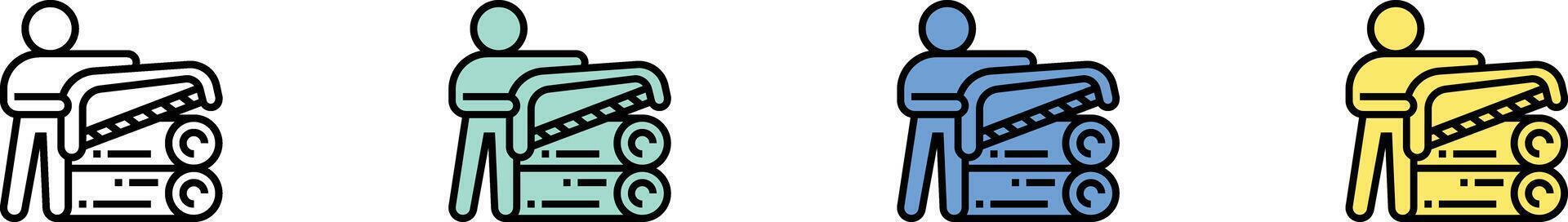 saw icon. Outline, Green, Blue and Yellow Style Design Isolated On White Background vector