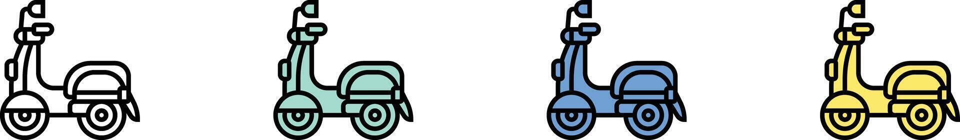 scooter icon. Outline, Green, Blue and Yellow Style Design Isolated On White Background vector