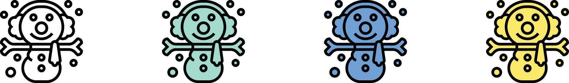 snowman icon. Outline, Green, Blue and Yellow Style Design Isolated On White Background vector