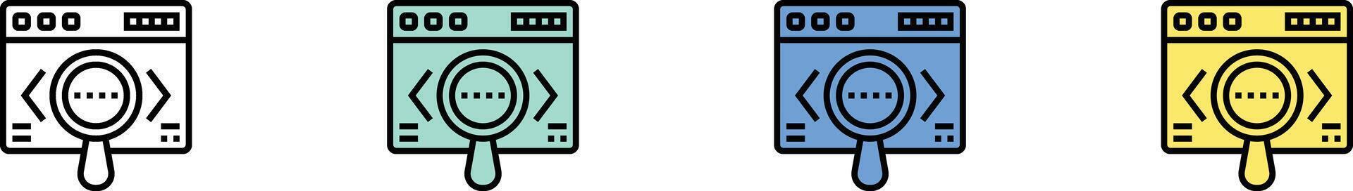 search engine icon. Outline, Green, Blue and Yellow Style Design Isolated On White Background vector