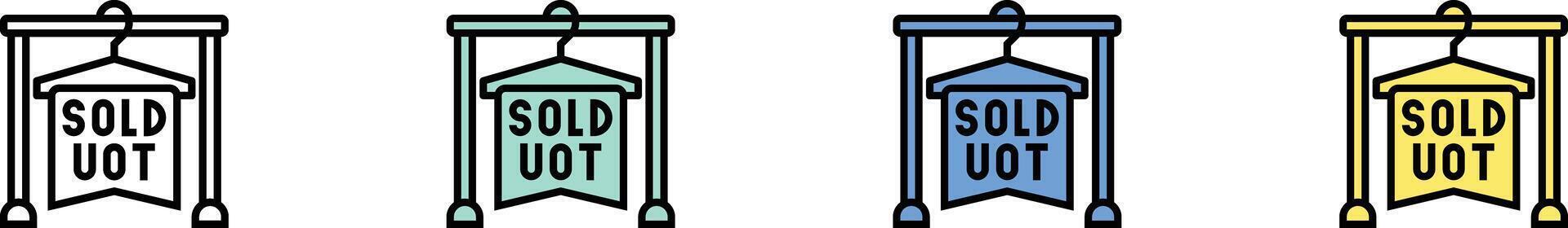 sold out icon. Outline, Green, Blue and Yellow Style Design Isolated On White Background vector