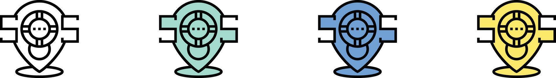 sos icon. Outline, Green, Blue and Yellow Style Design Isolated On White Background vector