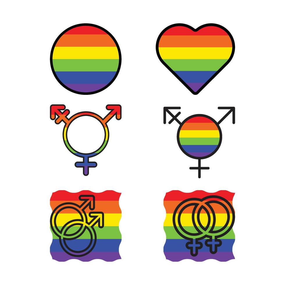a rainbow flag with different symbols vector