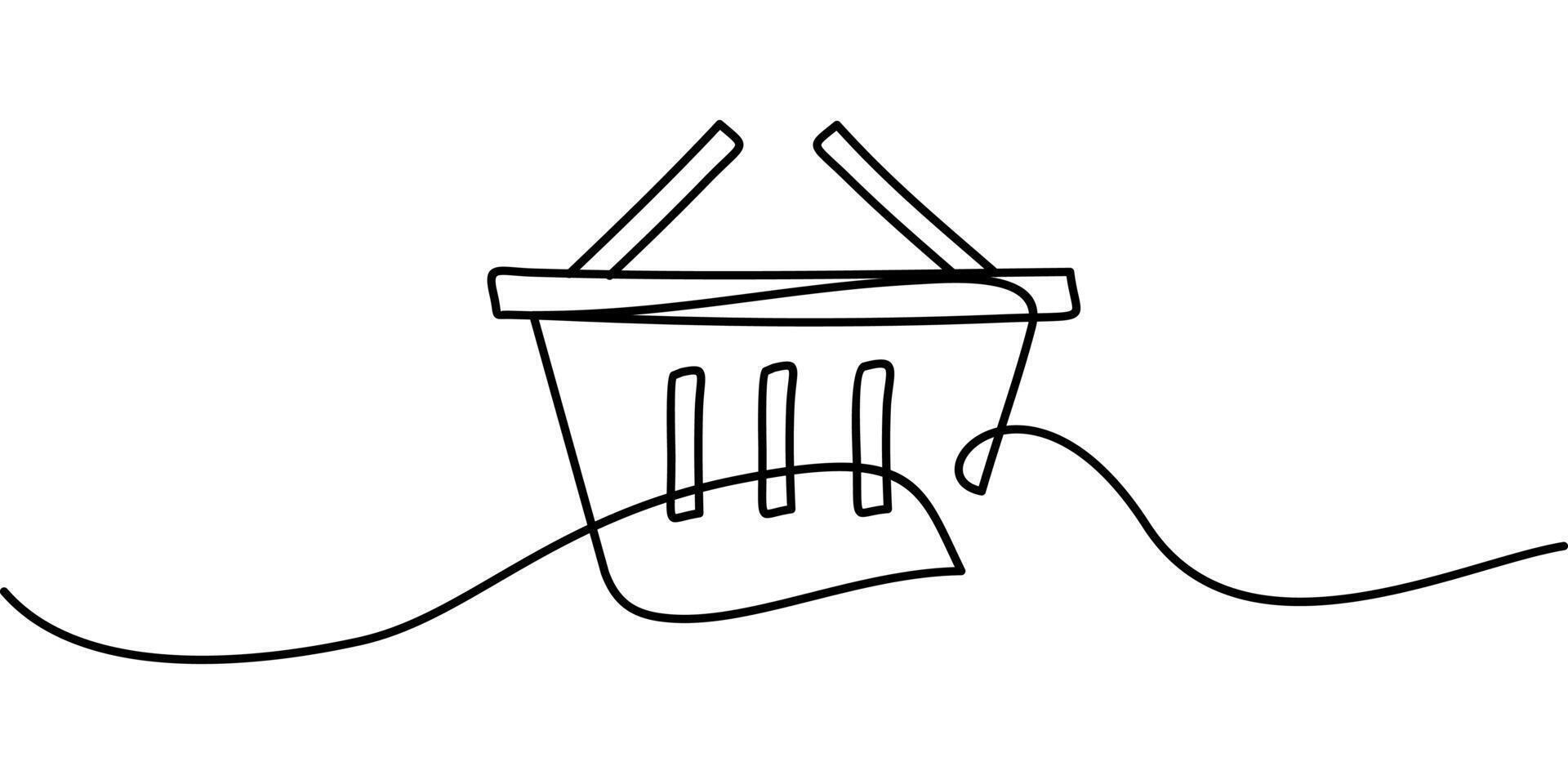continuous line drawing of shopping cart symbol. abstract line art illustration vector