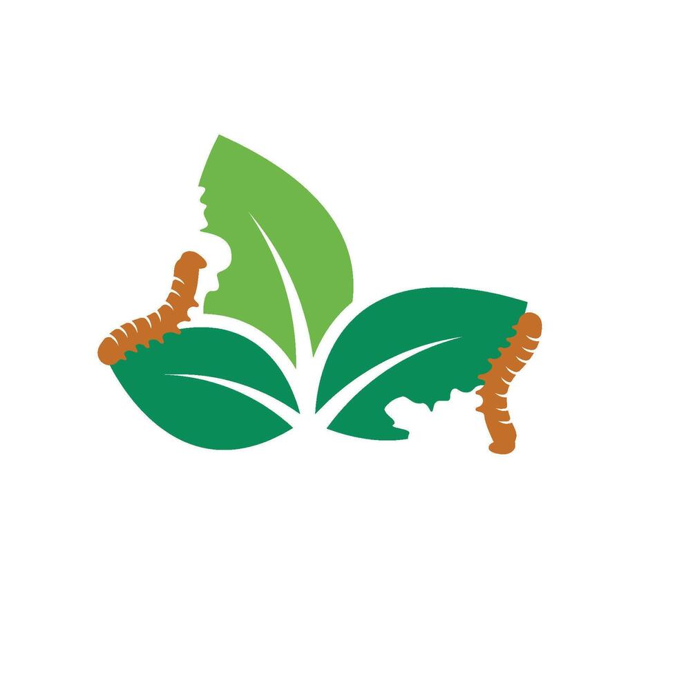 leaf eaten by caterpillars icon of pest control element vector