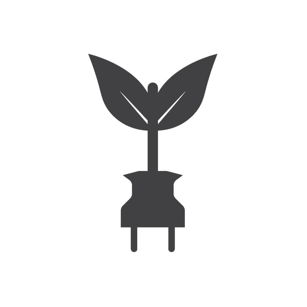 electric cord leaf icon of eco energy saver concept design template vector