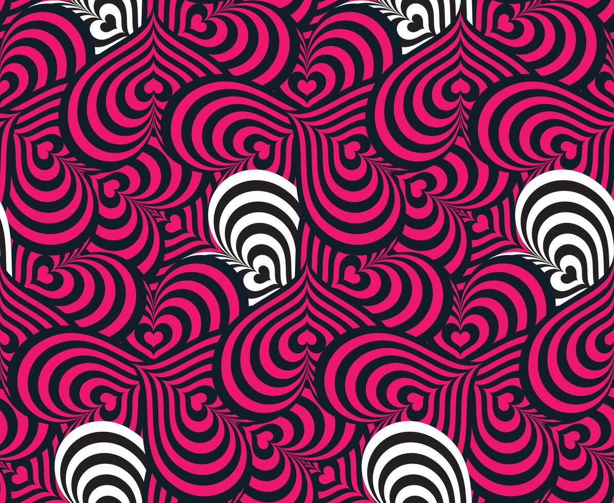 Heart Weaving Black Pink Navy Repeat Pattern Background Wallpaper vector