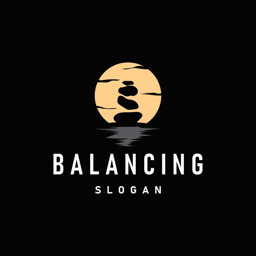 balancing stone logo design illustration template vector