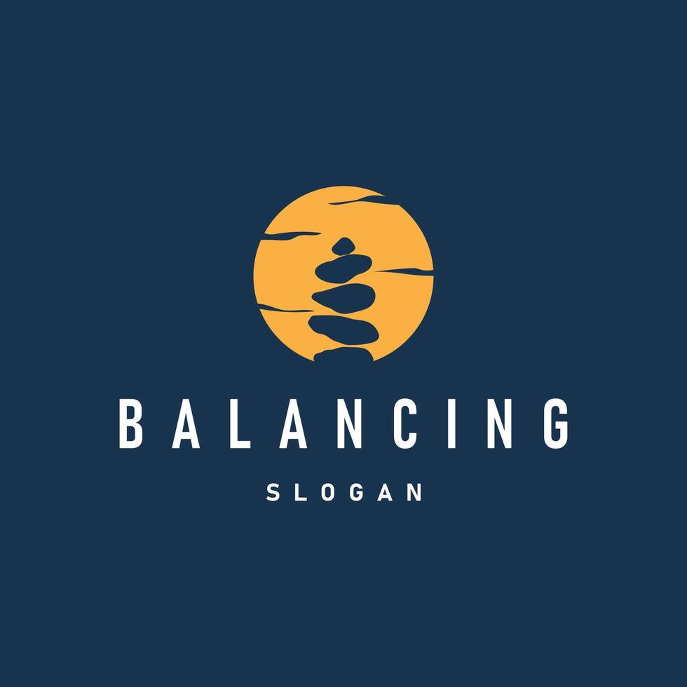 balancing stone logo design zenstone relaxation simple vector