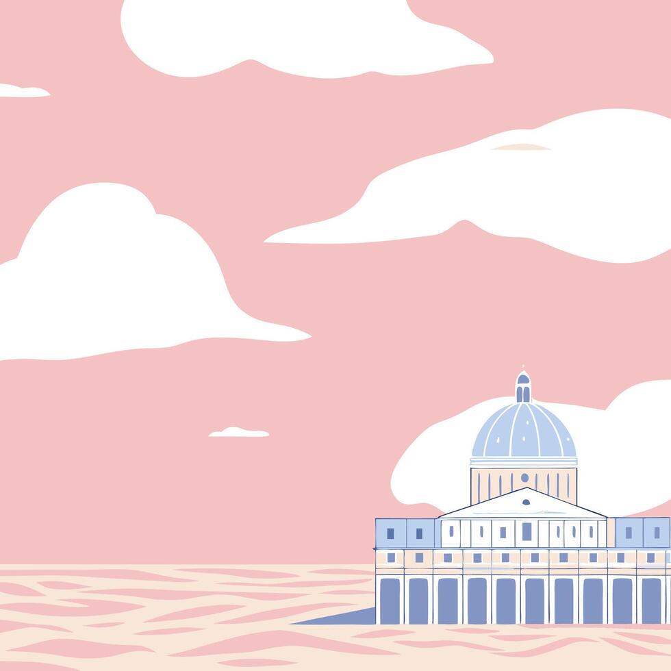 Coastal Dome Building at Sunset vector