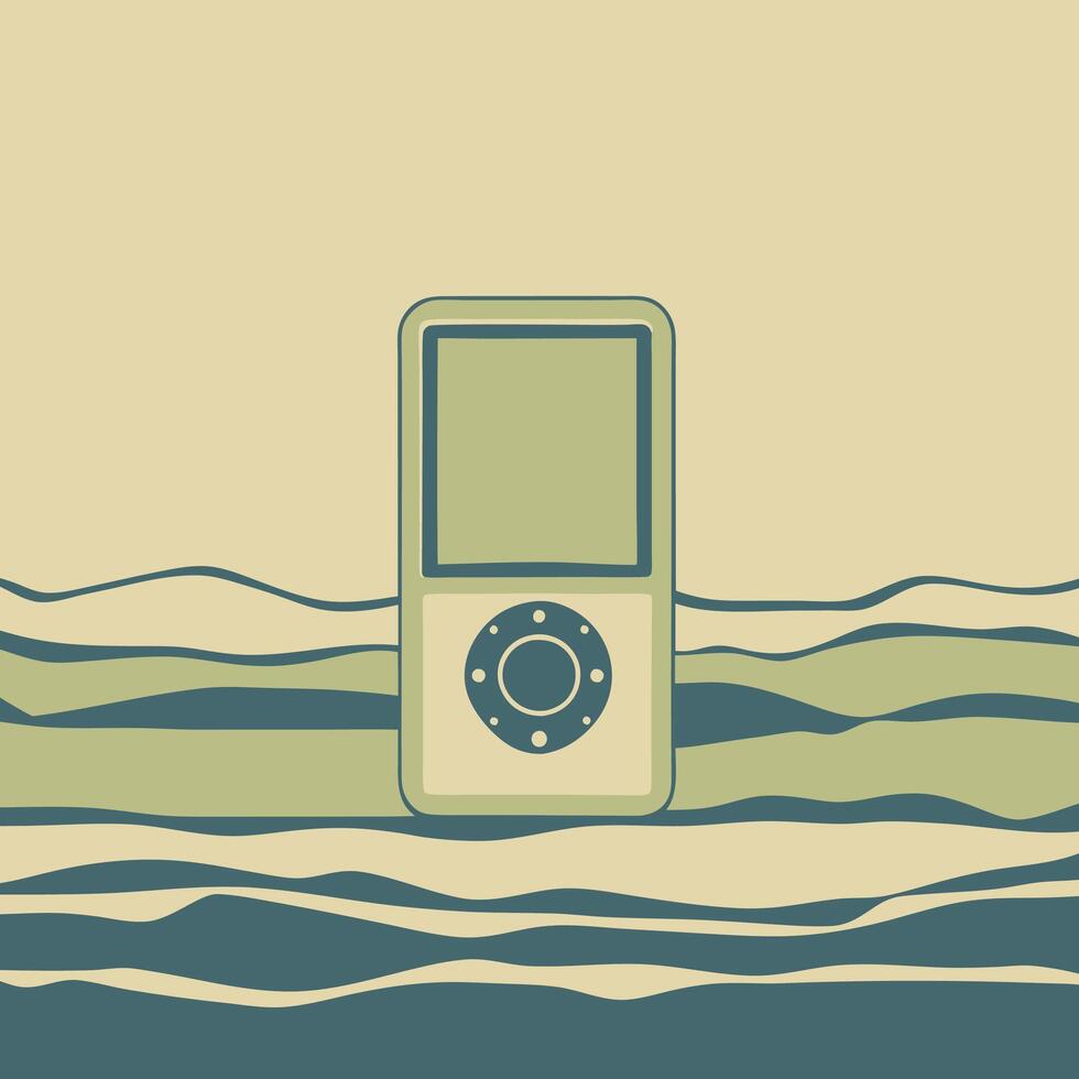 Digital Audio Player on Abstract Landscape vector