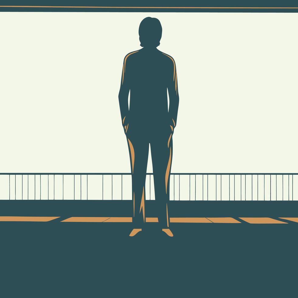 Solitary Figure Contemplation and Urban Spaces vector