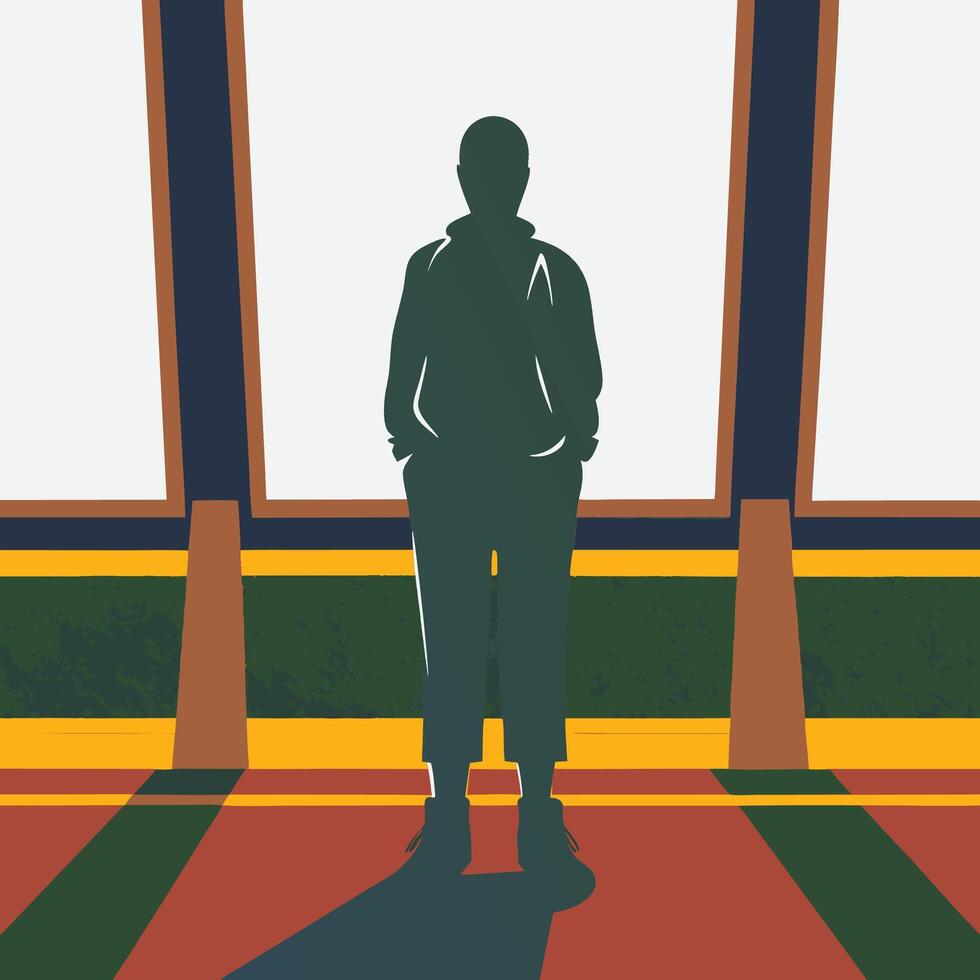 Silhouette in Gallery Contemplation and Art vector