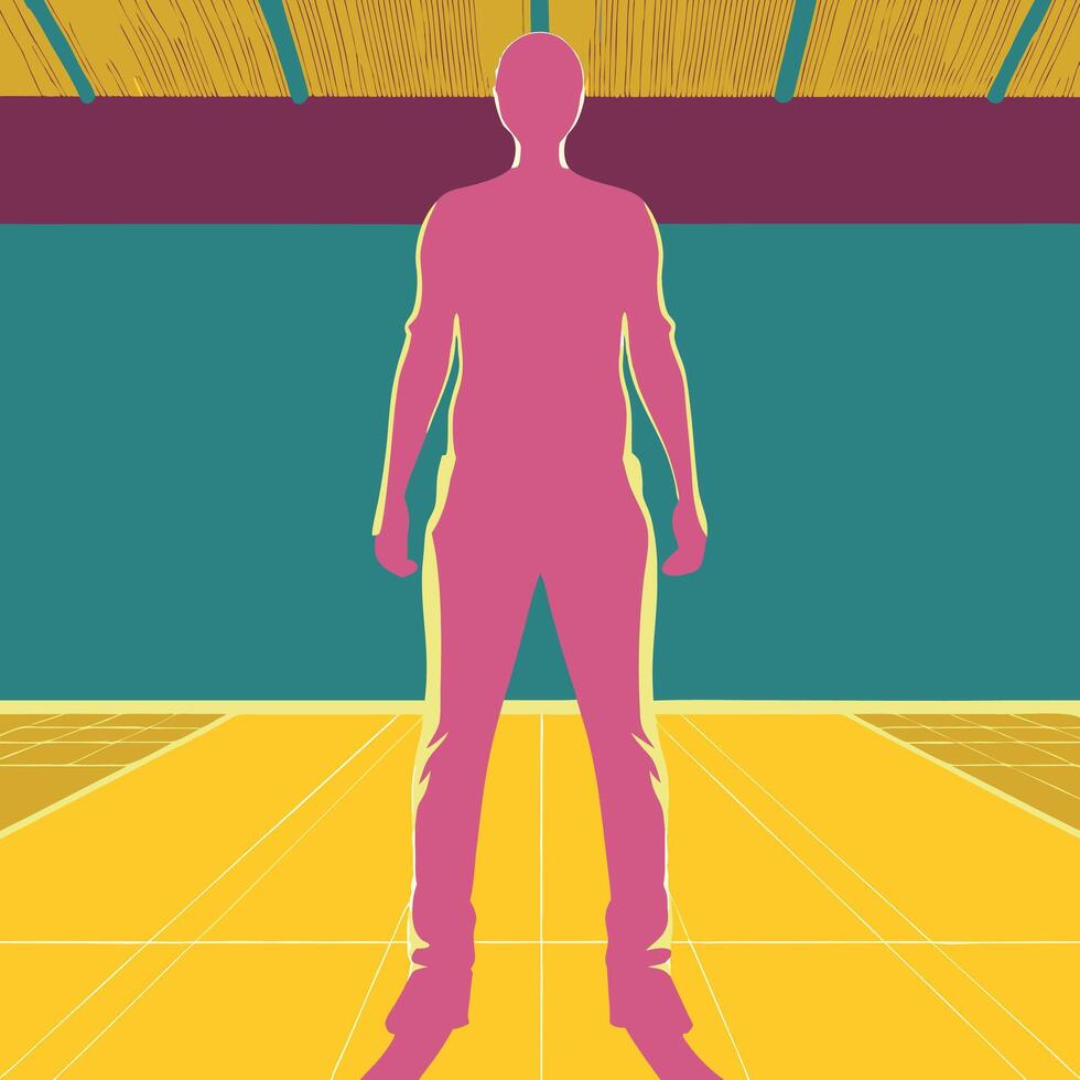 Silhouette of a Person Standing in a Room vector