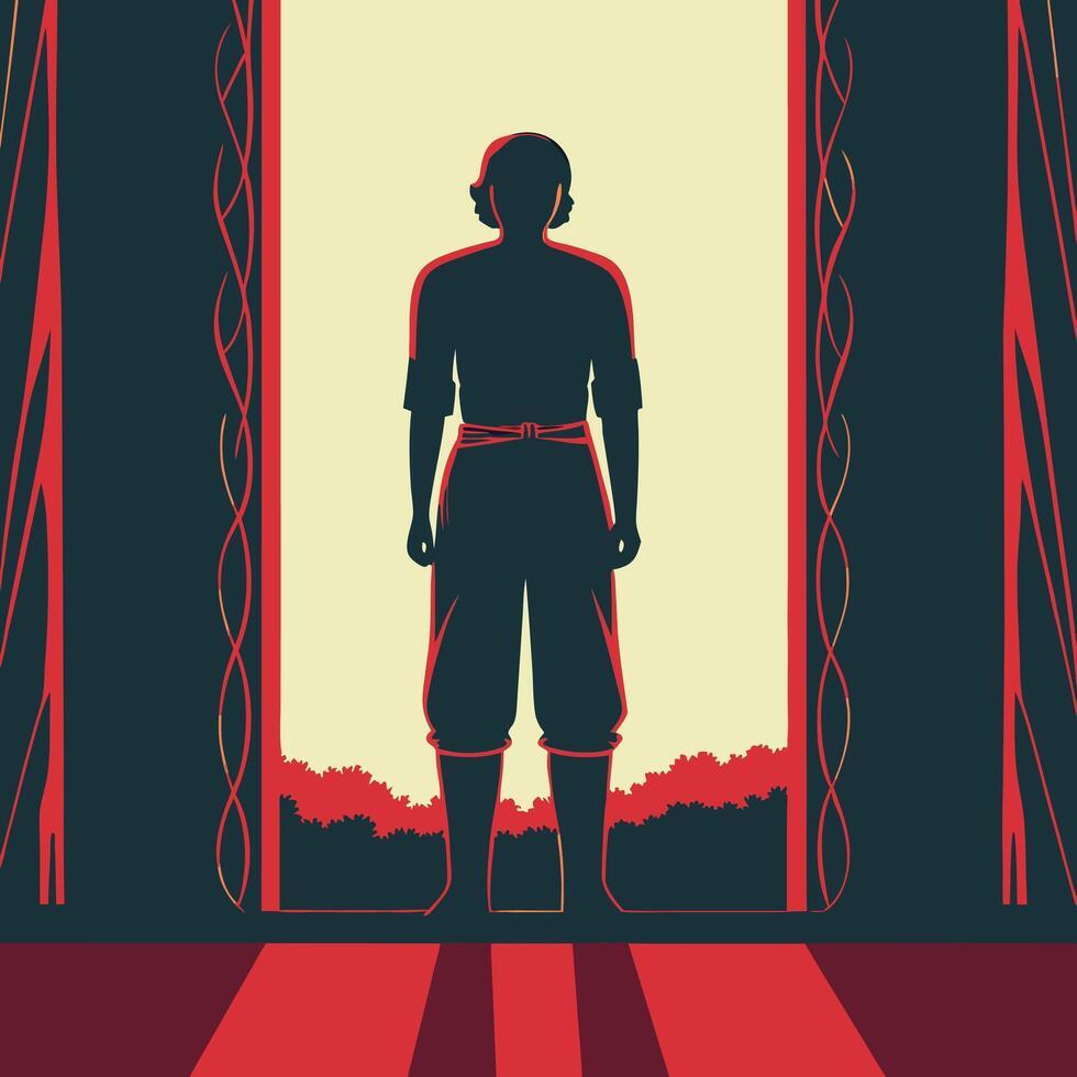 Silhouette of a Person at Threshold vector
