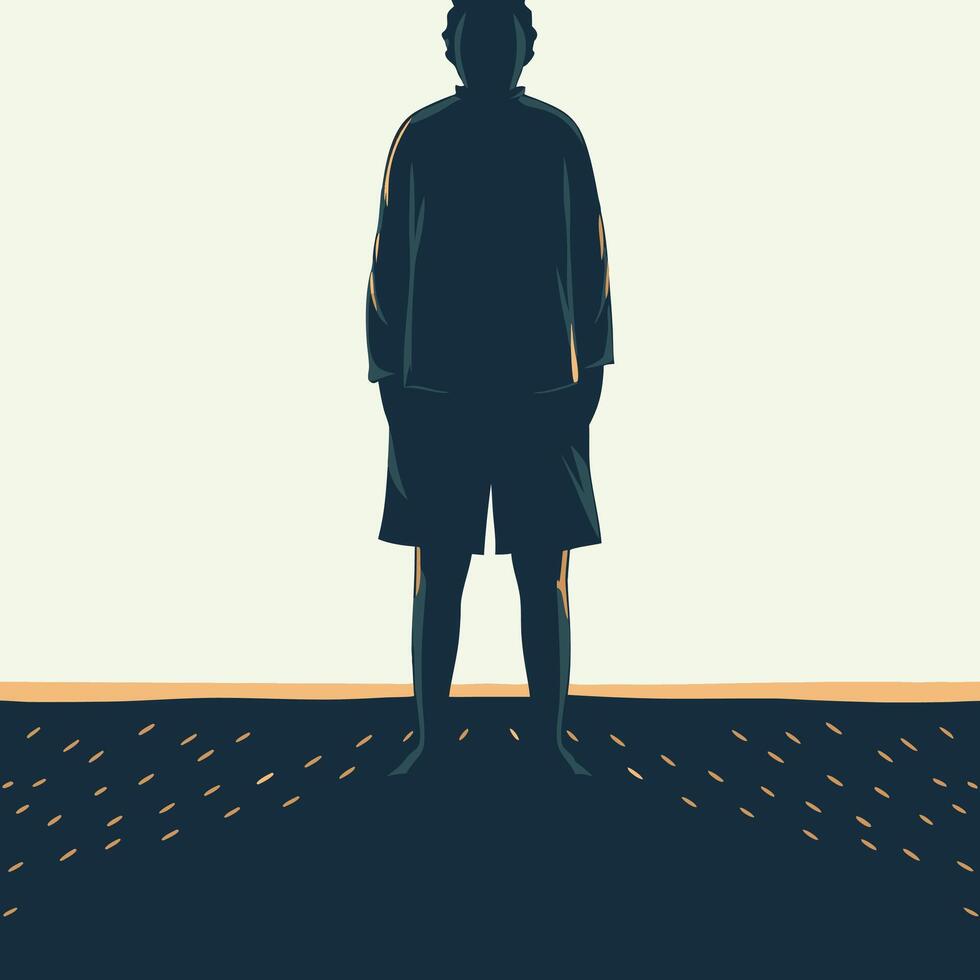 Silhouette of a Person Standing on a Textured Surface vector