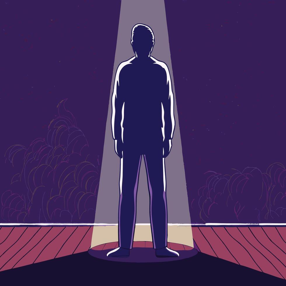 Alone in the Spotlight Confronting Isolation and Vulnerability vector