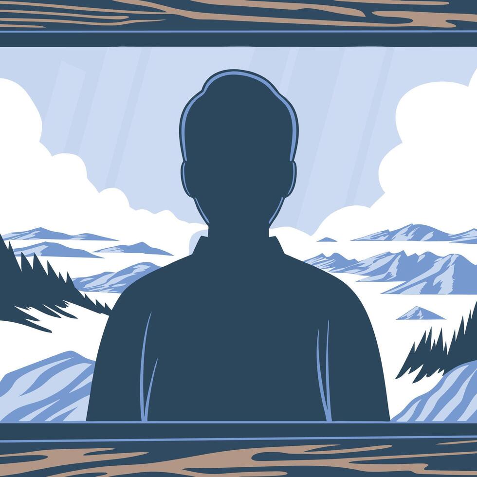 Mountain View Contemplation A Silhouette in Nature vector