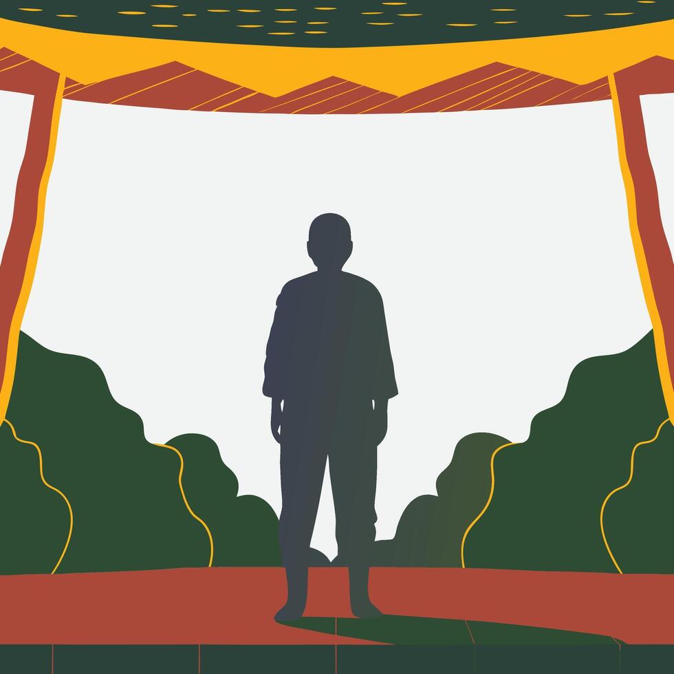 Silhouette of Person under Canopy vector