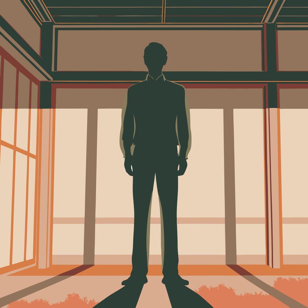 Silhouette of a Man in a Room vector