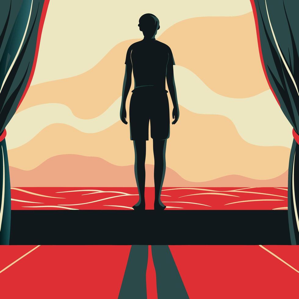 Silhouette Facing the Uncertain Future vector