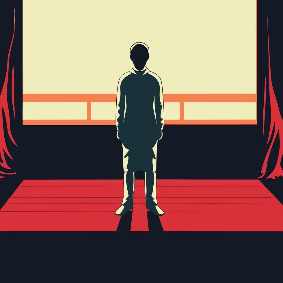 Solitary Figure A Stage of Reflection vector