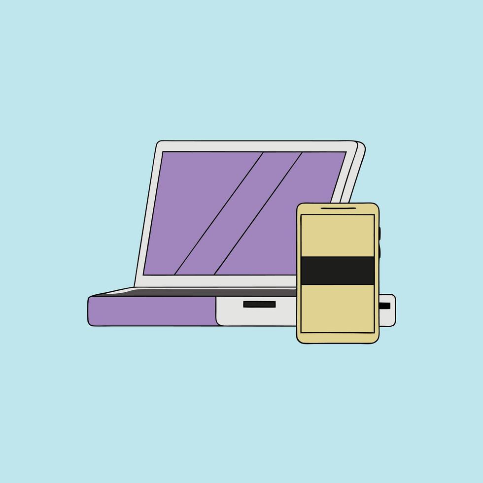 Laptop and Mobile Device Connection A Guide to Seamless Data Transfer vector