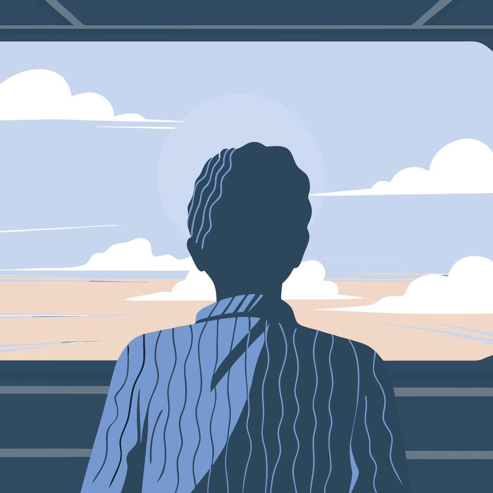 Contemplation by the Ocean Finding Peace and Tranquility vector