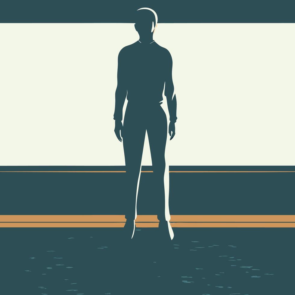 Silhouette, Shadow, Standing, Figure, Light, Dark, Person, Minimalist, Abstract, Art, Illustration vector