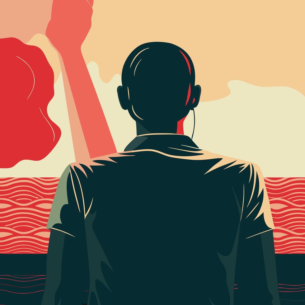 Solitude by the Sea A Contemplative Moment vector