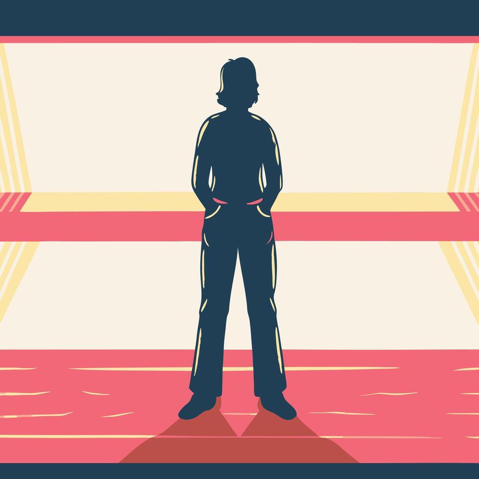 Silhouette of a Person Standing in a Room vector