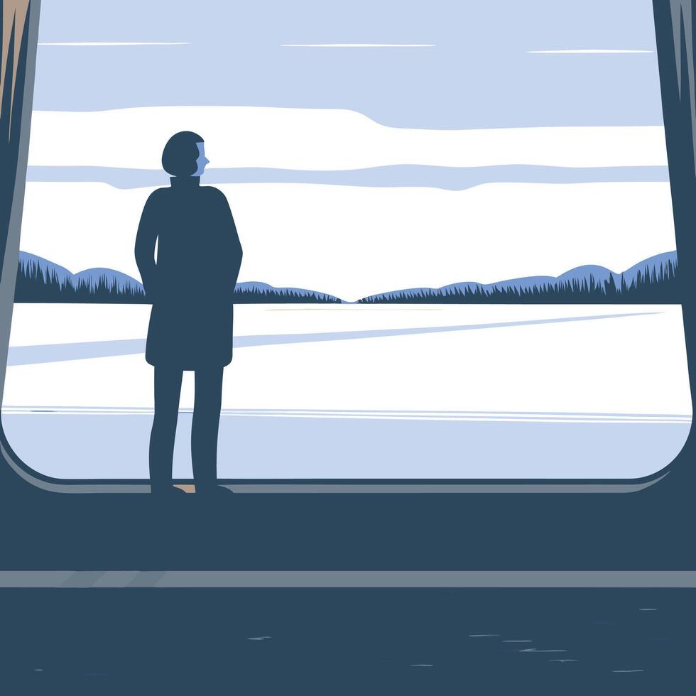 Winter Landscape Seen From a Window vector