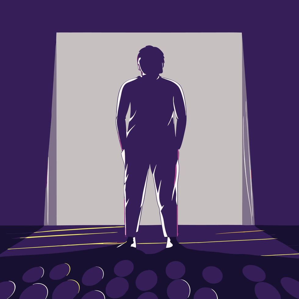 Silhouette, Stage, Performance, Audience, Spotlight, Theater, Entertainment, Art, Drama, Event vector