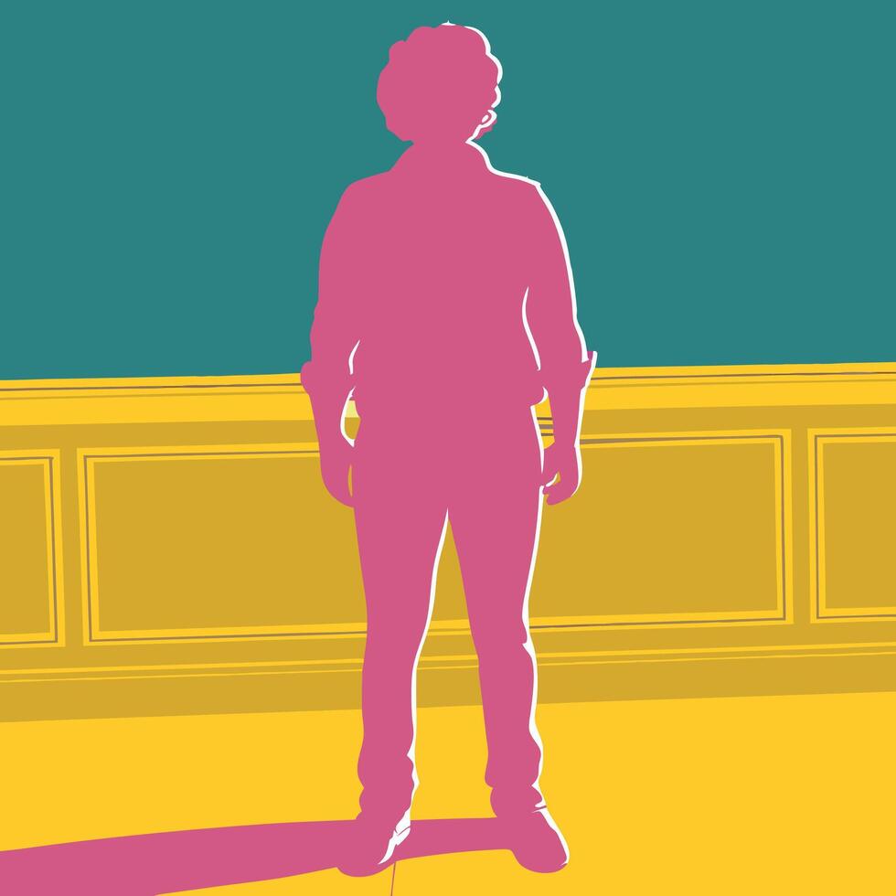 Silhouette of a Person Standing Before a Wall vector