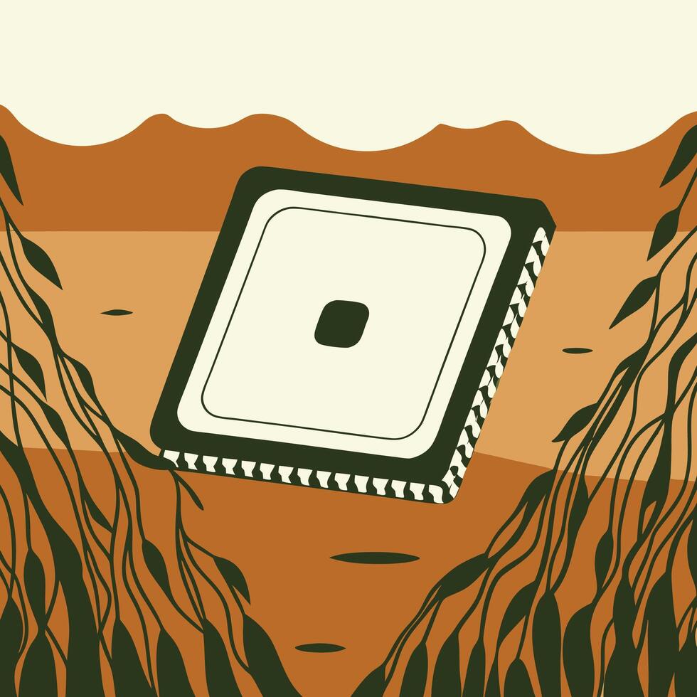 Microchip Discovery Ocean Floor Data Processing vector