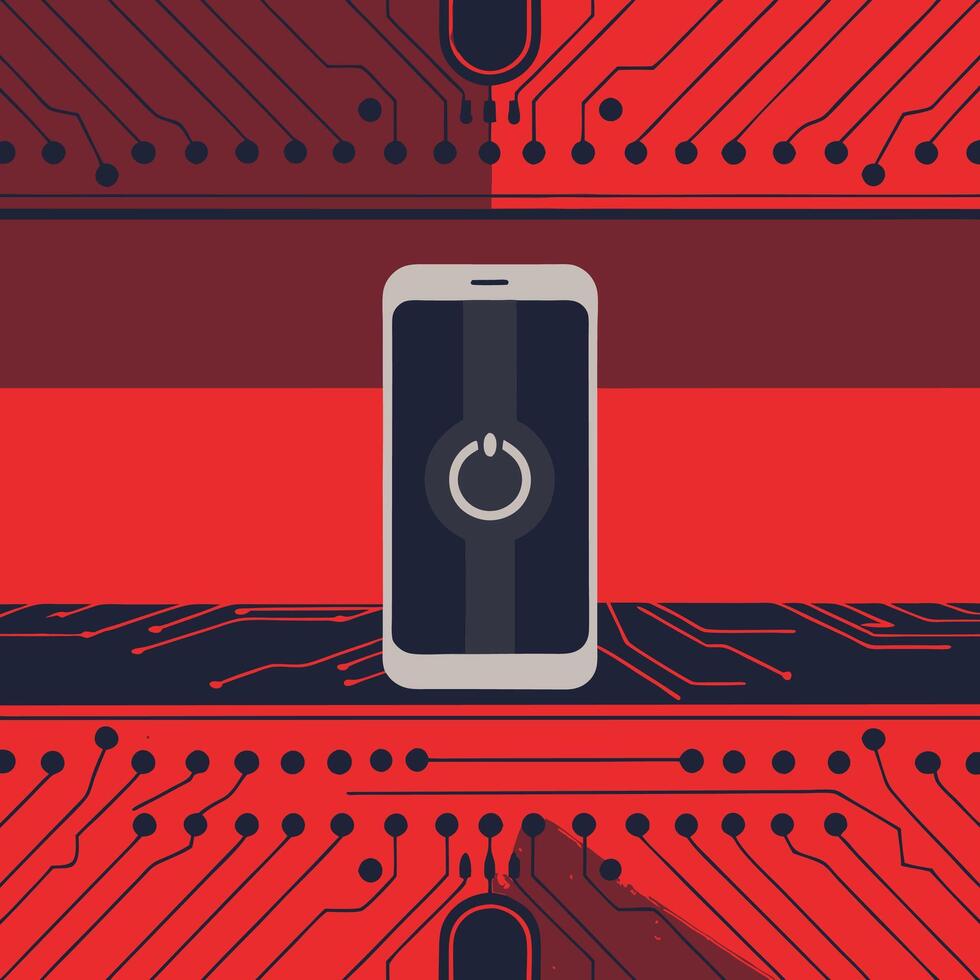 Smartphone Power Down Circuit Board Technology and Device Shutdown vector