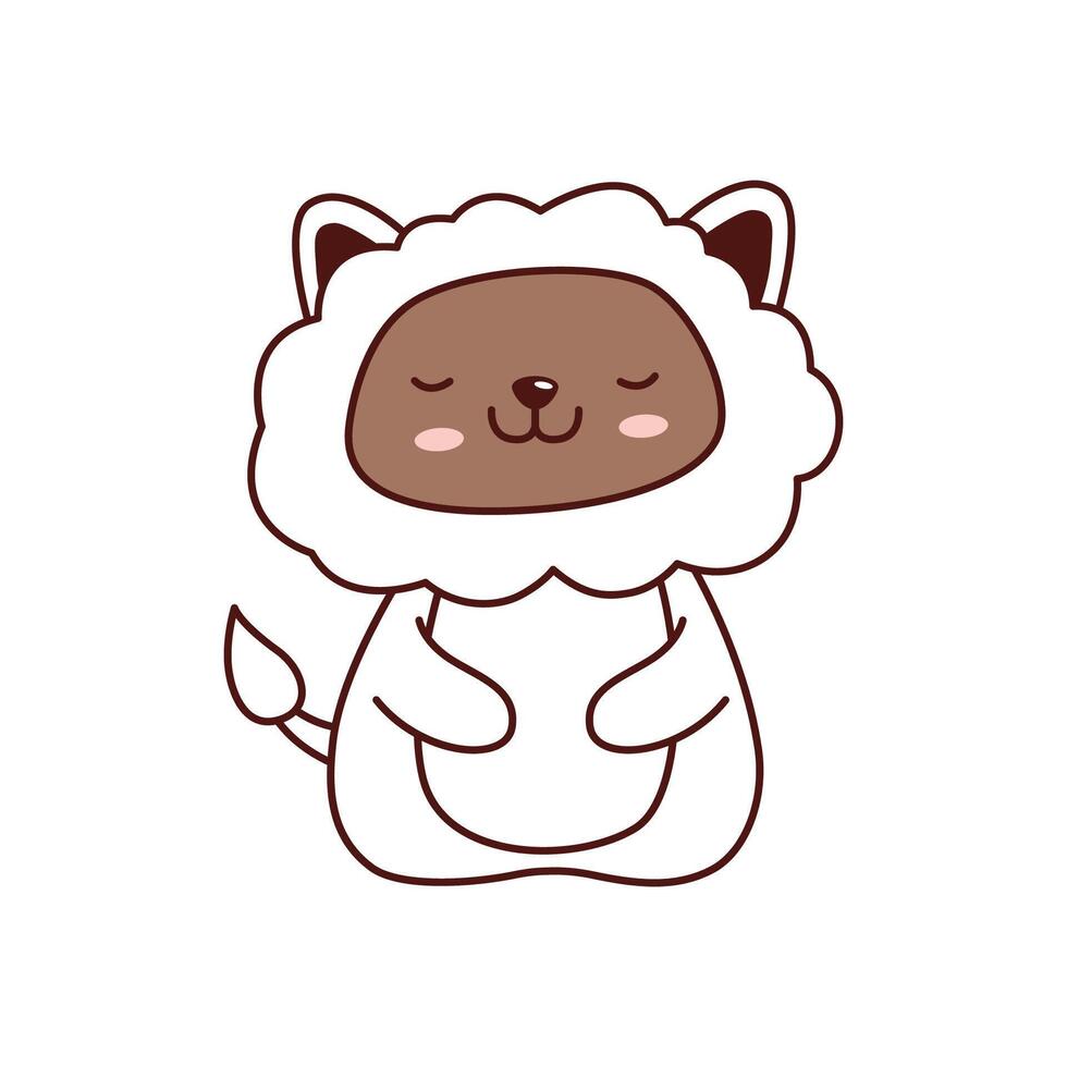 Cute White Lion Animal Cartoon Character with Happy Expression vector