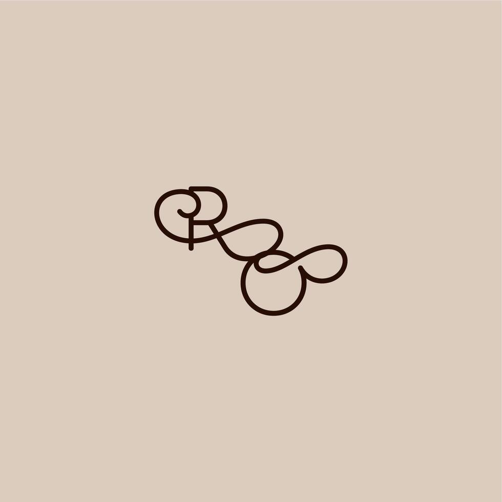 wedding typography monogram luxurious organic style and elegant concept RO dynamic line initial letter vector