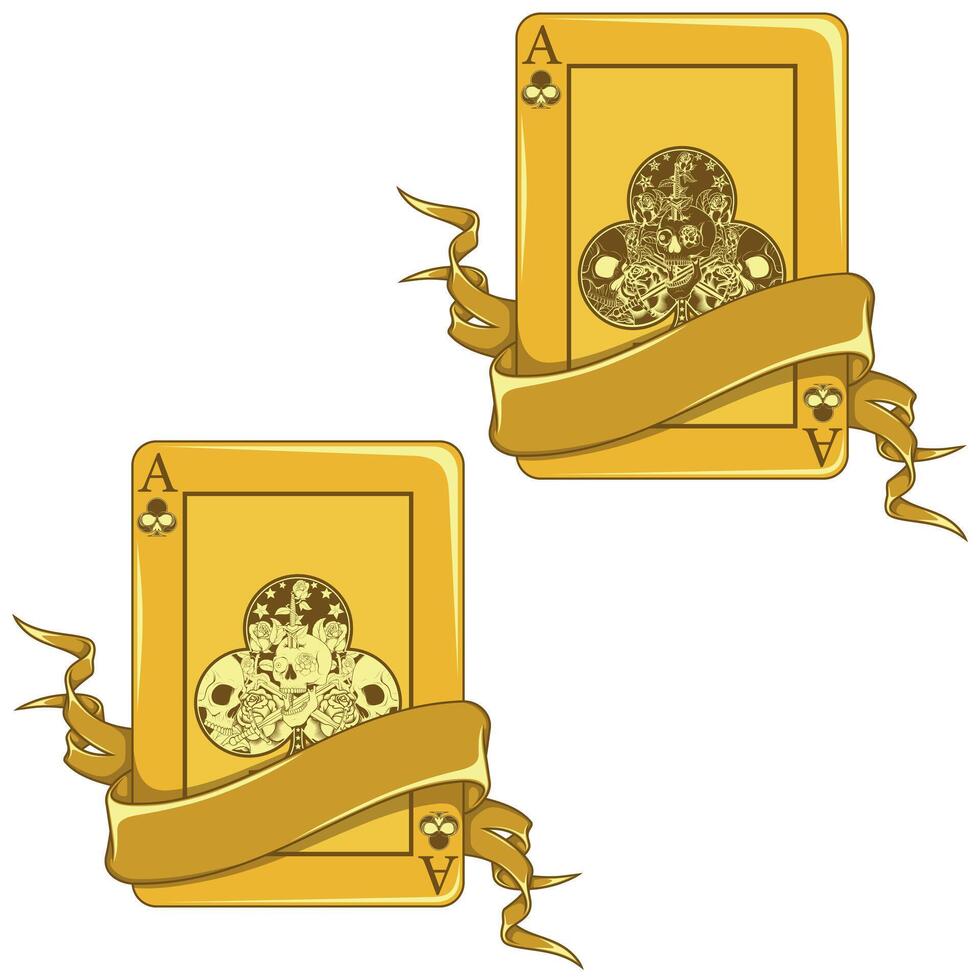 Halloween style poker cards with ribbons vector