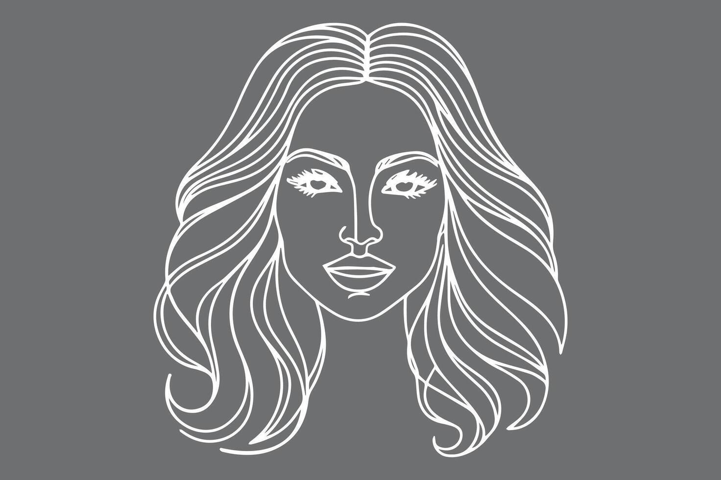 A cute girl line art face illustration art vector